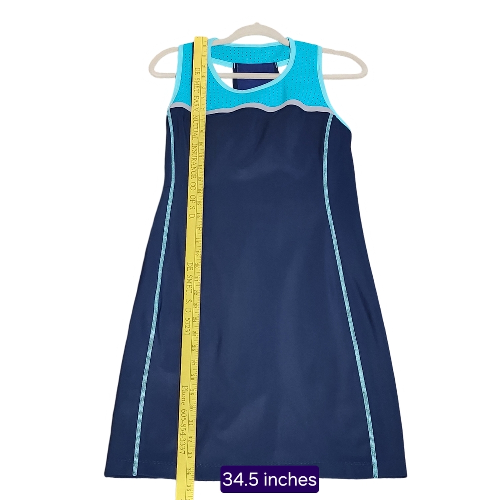 TITLE NINE Athletic Dress Womens Medium Navy Blue Aqua Sleeveless Racerback - Picture 9 of 14
